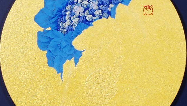 「青く咲く」4号円窓 「青く咲く」4号円窓